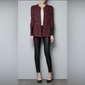 Zara Burgundy Open Jacket